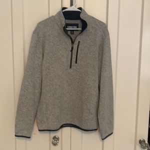 NWOT $79-Lands’ End 3/4 zip Pullover-Med. gray w/blue trim